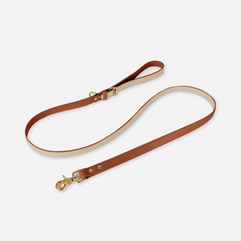 HKM-2363581 Dog and Cat Leather Vest Leash with Adjustable Chest Straps and Traction Rope