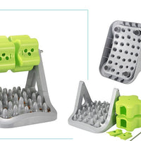 HKM-2365117 Interactive Rotating Food Dispensing Toy for Dogs and Cats - Plastic Leaky Device, Grey & Green