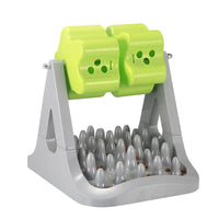 HKM-2365117 Interactive Rotating Food Dispensing Toy for Dogs and Cats - Plastic Leaky Device, Grey & Green