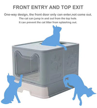 HKM-2365757 Extra-Large Front-Entry Cat Litter Box with Collection Cover and Large Scoop - Easy Clean Plastic Design