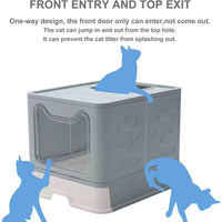 HKM-2365757 Extra-Large Front-Entry Cat Litter Box with Collection Cover and Large Scoop - Easy Clean Plastic Design