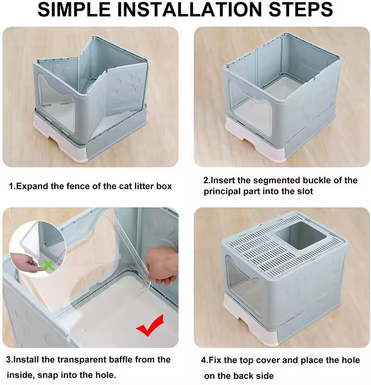 HKM-2365757 Extra-Large Front-Entry Cat Litter Box with Collection Cover and Large Scoop - Easy Clean Plastic Design