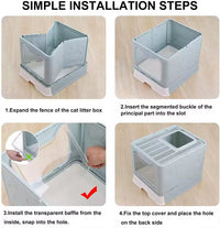 HKM-2365757 Extra-Large Front-Entry Cat Litter Box with Collection Cover and Large Scoop - Easy Clean Plastic Design