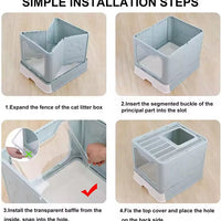HKM-2365757 Extra-Large Front-Entry Cat Litter Box with Collection Cover and Large Scoop - Easy Clean Plastic Design