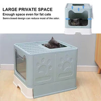 HKM-2365757 Extra-Large Front-Entry Cat Litter Box with Collection Cover and Large Scoop - Easy Clean Plastic Design