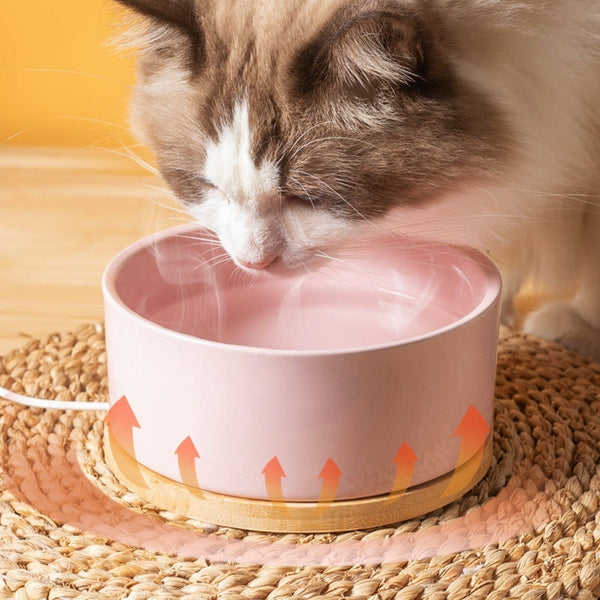 HKM-2366141 Constant Temperature Ceramic Pet Heating Drinking Bowl - USB Interface, Available in Multiple Colors