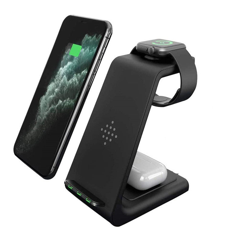 HKM-236627 3-in-1 Wireless Charging Stand for iPhone 12, Apple Watch, and AirPods - Fast Charge Compatible