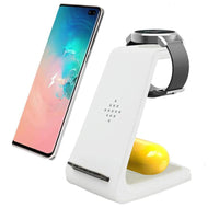 HKM-236627 3-in-1 Wireless Charging Stand for iPhone 12, Apple Watch, and AirPods - Fast Charge Compatible