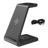 HKM-236627 3-in-1 Wireless Charging Stand for iPhone 12, Apple Watch, and AirPods - Fast Charge Compatible