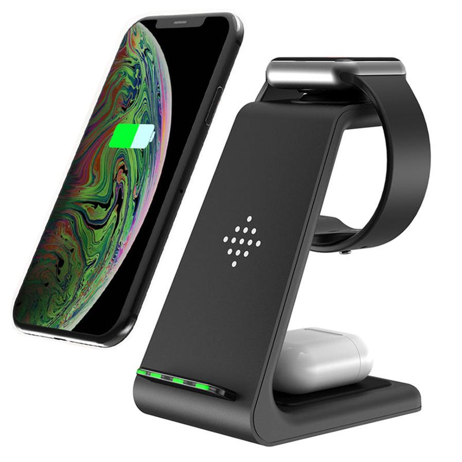 HKM-236627 3-in-1 Wireless Charging Stand for iPhone 12, Apple Watch, and AirPods - Fast Charge Compatible