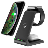 HKM-236627 3-in-1 Wireless Charging Stand for iPhone 12, Apple Watch, and AirPods - Fast Charge Compatible
