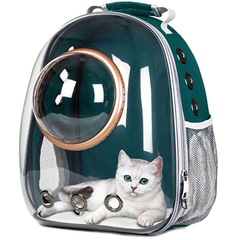 HKM-2366525 Transparent Pet Carrier Backpack with Side Access Door - Breathable Design for Pets Up to 12kg