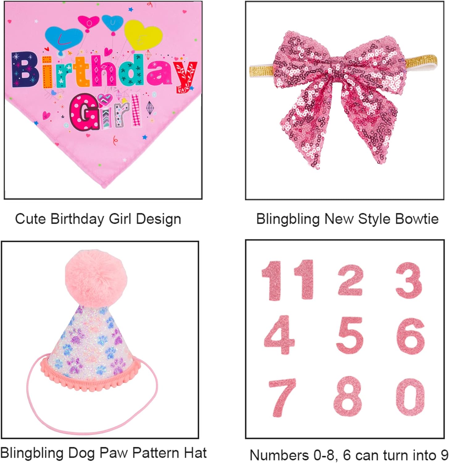 HKM-2367549 Dog Birthday Party Supplies - Fun Birthday Hat with Numbers and Bandana for Puppies