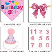 HKM-2367549 Dog Birthday Party Supplies - Fun Birthday Hat with Numbers and Bandana for Puppies