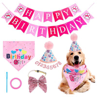 HKM-2367549 Dog Birthday Party Supplies - Fun Birthday Hat with Numbers and Bandana for Puppies