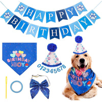 HKM-2367549 Dog Birthday Party Supplies - Fun Birthday Hat with Numbers and Bandana for Puppies