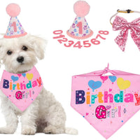 HKM-2367549 Dog Birthday Party Supplies - Fun Birthday Hat with Numbers and Bandana for Puppies