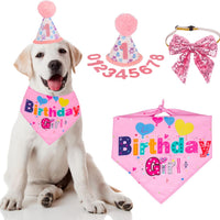 HKM-2367549 Dog Birthday Party Supplies - Fun Birthday Hat with Numbers and Bandana for Puppies