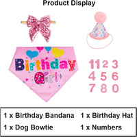HKM-2367549 Dog Birthday Party Supplies - Fun Birthday Hat with Numbers and Bandana for Puppies