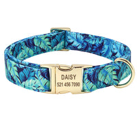 HKM-2368061 Customizable Dog Collar with Golden Alloy Buckle and Cotton Printing - Sizes S, M, L
