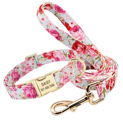 HKM-2368061 Customizable Dog Collar with Golden Alloy Buckle and Cotton Printing - Sizes S, M, L