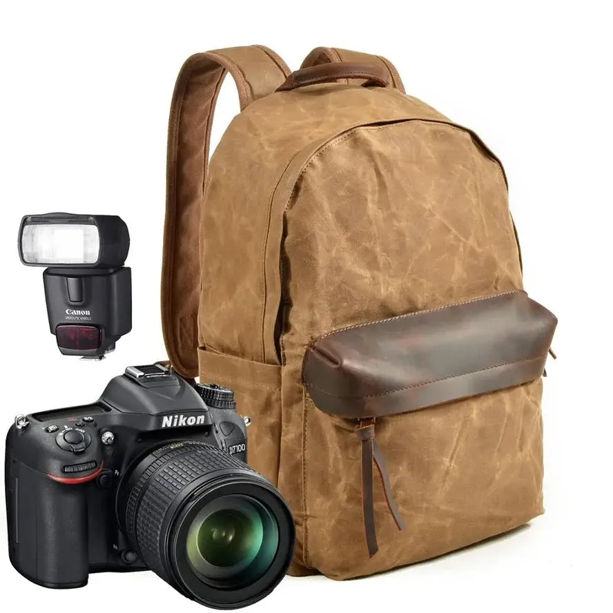HKM-236947 Custom Design Waterproof Canvas Backpack for Video Camera with Zipper Closure and Durable Polyester Lining