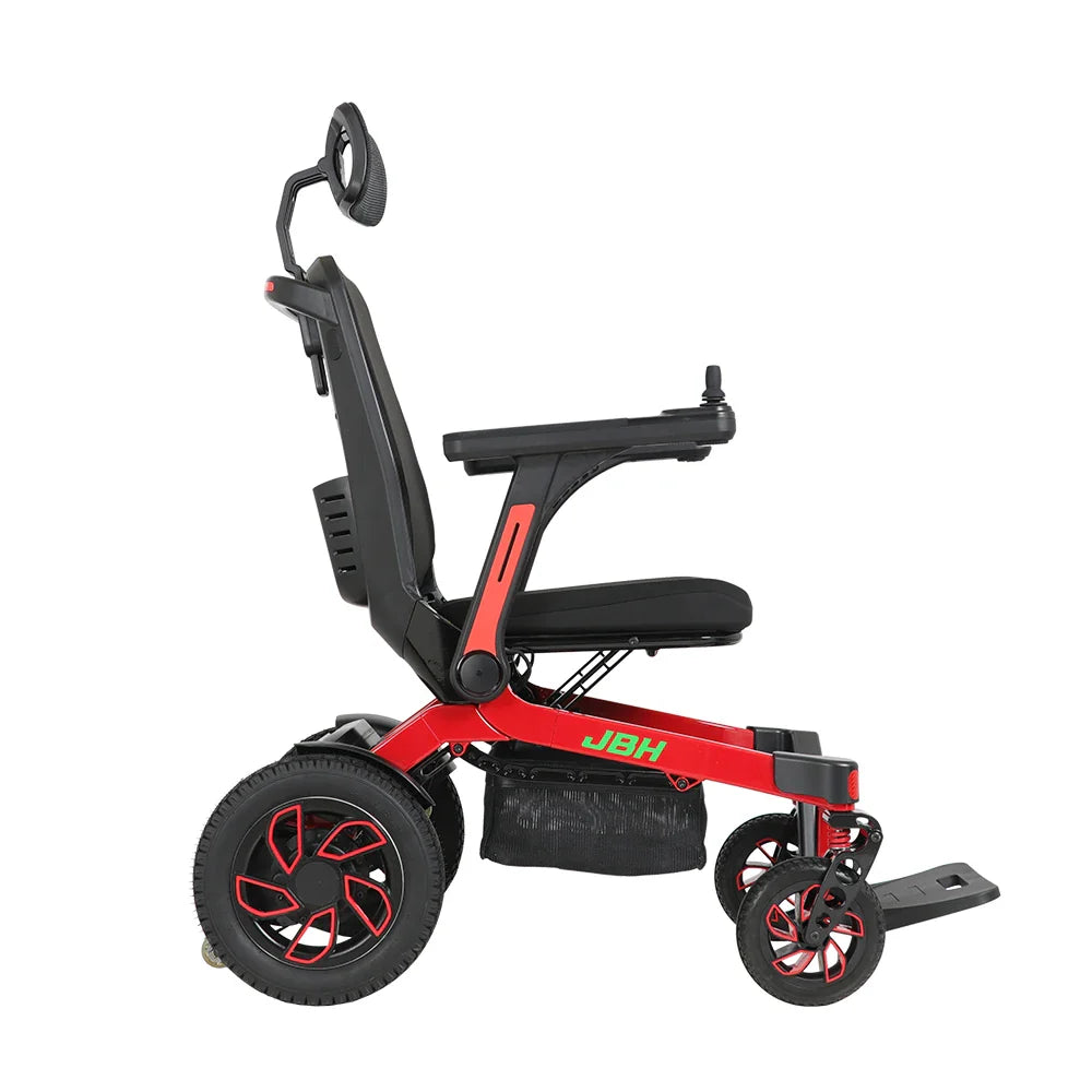 HKM-236947 Lightweight Foldable Portable Wheelchair with Aluminum Alloy Frame, 25km Driving Range, and 150kg Capacity