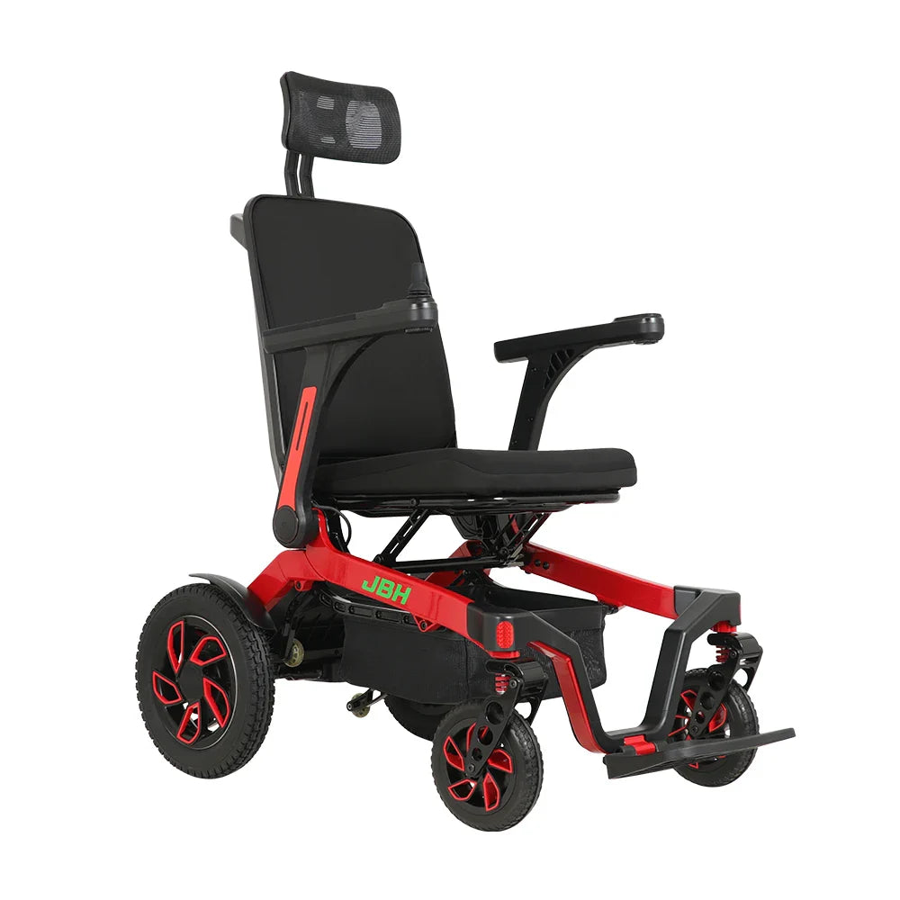 HKM-236947 Lightweight Foldable Portable Wheelchair with Aluminum Alloy Frame, 25km Driving Range, and 150kg Capacity