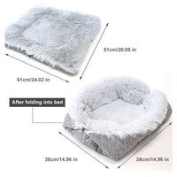 HKM-2370109 Cozy Dual-Use Plush Pet Bed in Gray for Dogs - M & L Sizes Available