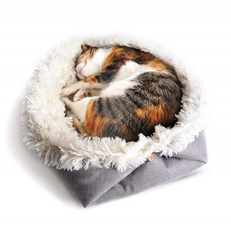 HKM-2370109 Cozy Dual-Use Plush Pet Bed in Gray for Dogs - M & L Sizes Available