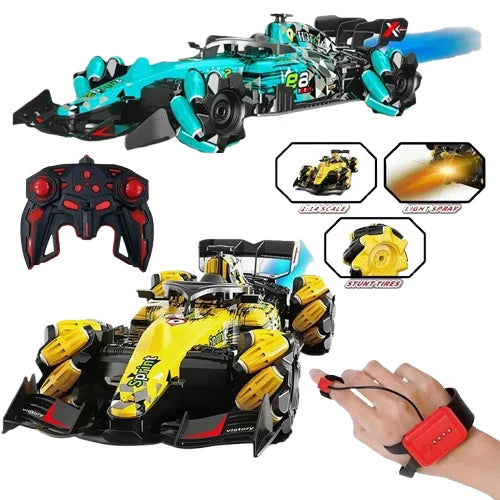 HKM-237075 2.4G Remote Control Drift Car with LED Lights and Mist Spray – 360 Spin Function Suitable for Ages 5 and Up