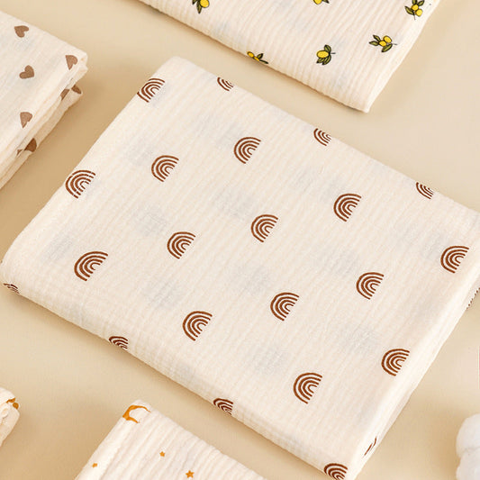 HKM-237075 Korean Baby Double-Layer Gauze Bath Towel in Fun Patterns and Soft Colors