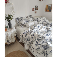 HKM-237075 Vintage Camellia Cotton Four-Piece Duvet Cover and Sheet Set