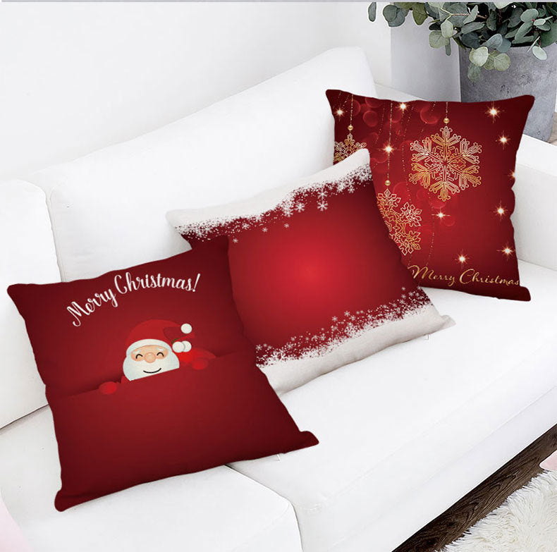 HKM-237139 Cartoon Print Cotton and Linen Pillowcase - Mediterranean Style Cushion Cover 45x45cm