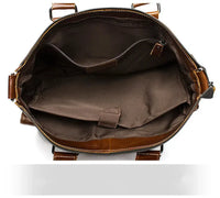 HKM-237139 Retro Style Men's Leather Briefcase – Casual Crossbody Shoulder Bag with Zipper Closure