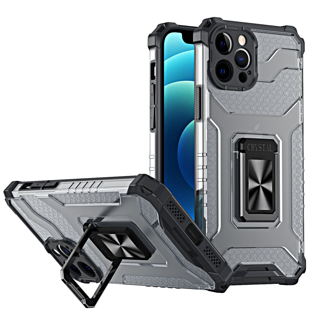 HKM-237331 3D Protective Phone Case with Magnetic Ring for LG, Samsung, Apple, OPPO, vivo, OnePlus, Huawei, Motorola, and Xiaomi