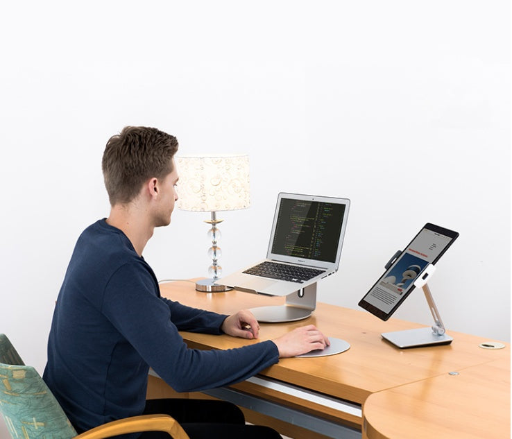 HKM-237459 Folding Mobile Phone and Tablet Stand with 360° Rotation and Anti-Slip Silicone Protection