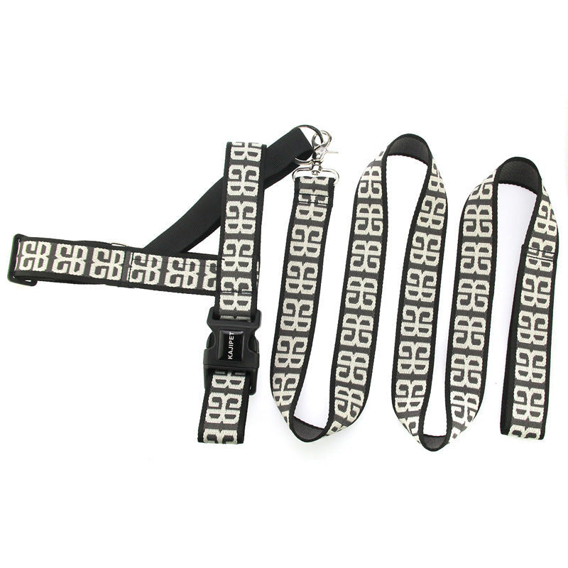 HKM-2375613 Durable Nylon Dog Rope with Collar and Chest Strap for Small to Medium Breeds