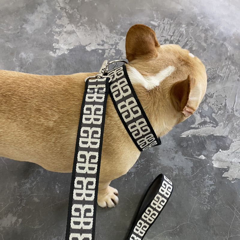 HKM-2375613 Durable Nylon Dog Rope with Collar and Chest Strap for Small to Medium Breeds
