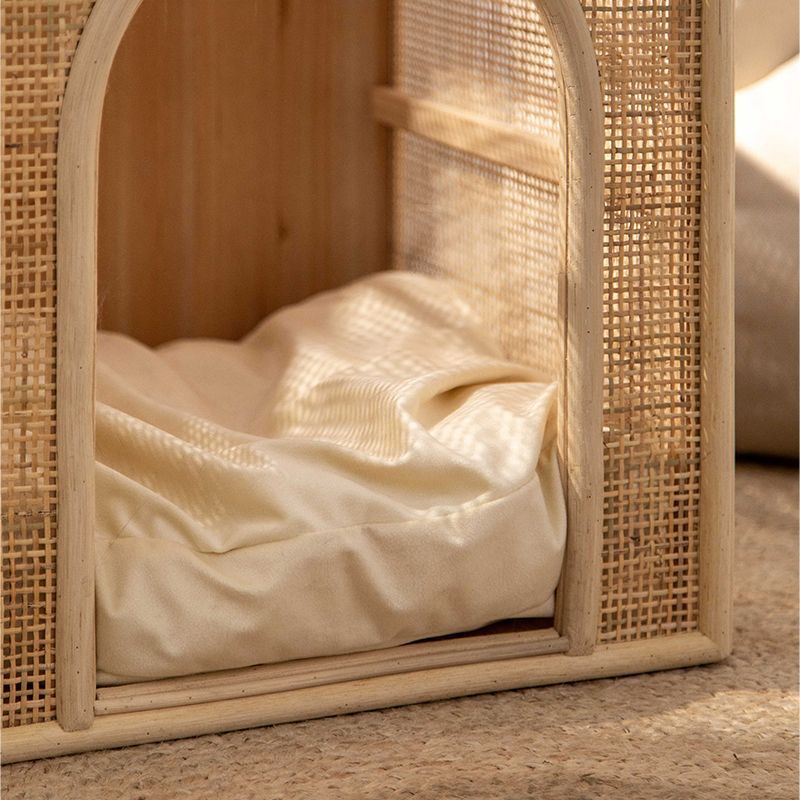 HKM-2375869 Woven Rattan Cat Bed for Comfortable Summer Ventilation - All-Season Pet Nest