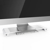 HKM-237587 Ergonomic Computer Monitor Stand with USB Charging and Keyboard Storage