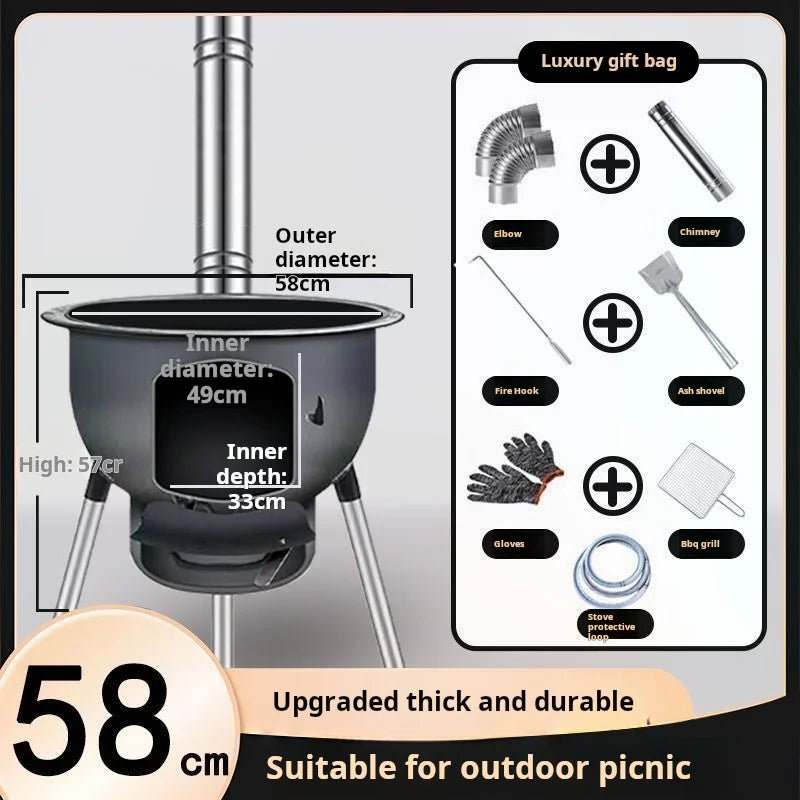 HKM-237587 High-Efficiency Portable Wood Cook Stove for Outdoor Cooking and Camping