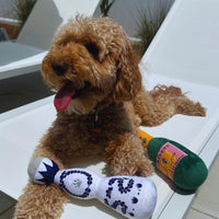 HKM-2379069 Tequila Bottle Plush Dog Toy with Squeaker - Fun and Soft for All Dog Sizes