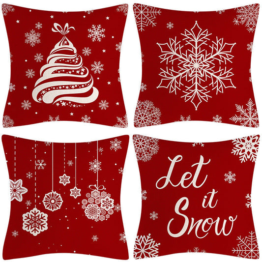 HKM-237907 Sofa Living Room Christmas Pillow Covers - Set of 4, Modern Design, 45x45 cm, Multiple Colors Available