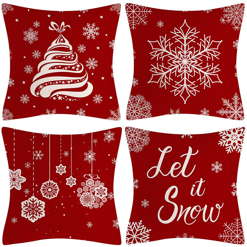 HKM-237907 Sofa Living Room Christmas Pillow Covers - Set of 4, Modern Design, 45x45 cm, Multiple Colors Available