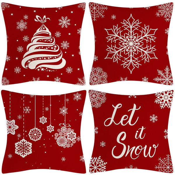 HKM-237907 Sofa Living Room Christmas Pillow Covers - Set of 4, Modern Design, 45x45 cm, Multiple Colors Available