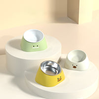 HKM-237907 Tilted Stainless Steel Cat and Dog Bowl for Comfortable Feeding - Durable Fall-Resistant Design, 15 Degree Angle