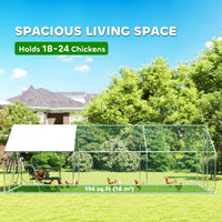 HKM-2379453 Large Metal Chicken Coop with Waterproof Cover, Roosting Bar, Nesting Box, 194 sq.ft. for 18-24 Chickens