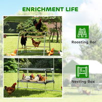 HKM-2379453 Large Metal Chicken Coop with Waterproof Cover, Roosting Bar, Nesting Box, 194 sq.ft. for 18-24 Chickens