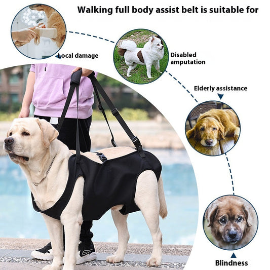 HKM-2380861 Oxford Cloth Dog Travel Auxiliary Strap - Durable Pet Chain Ring in Black